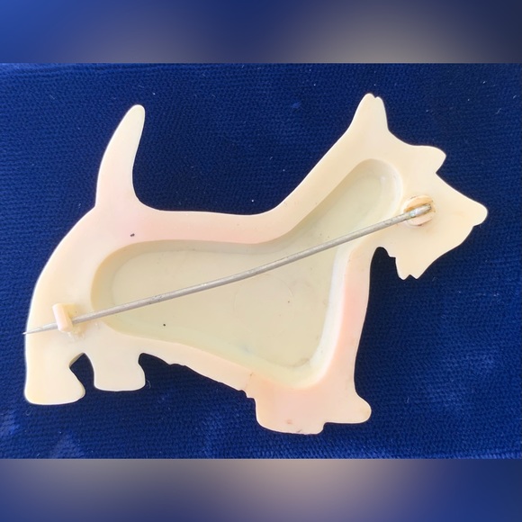 Vintage Celluloid Rhinestone Scottie Brooch - Picture 2 of 3